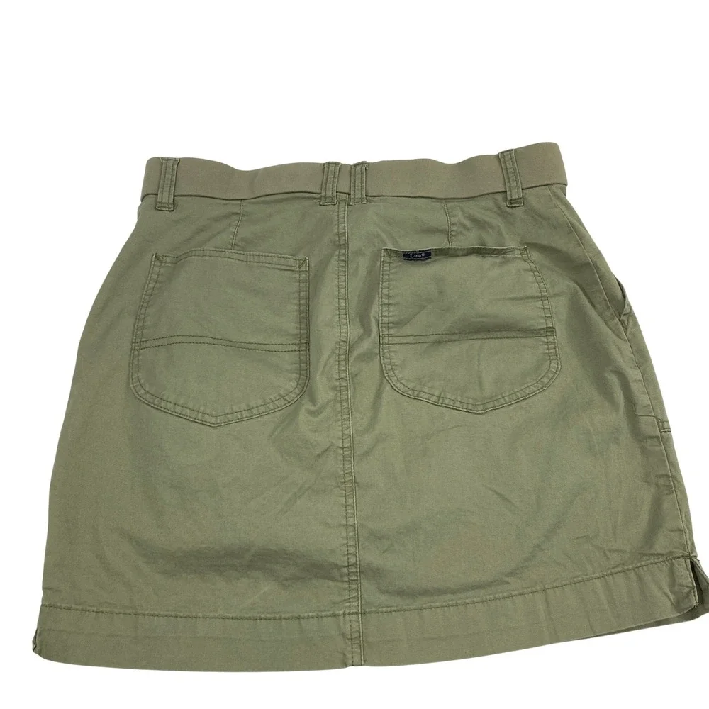 Lee Skort Womens 8M Olive Green Utility Cargo Hiking Mini Skirt Shorts Stretch